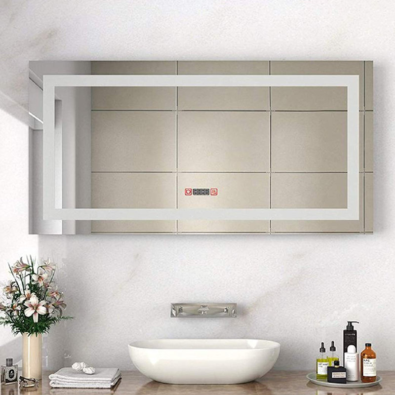 Orren Ellis Guanaja Modern Frameless Lighted Bathroom Mirror Wayfair